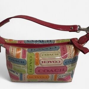 Coach Multicolor Logo mini handbag with Pink Accents